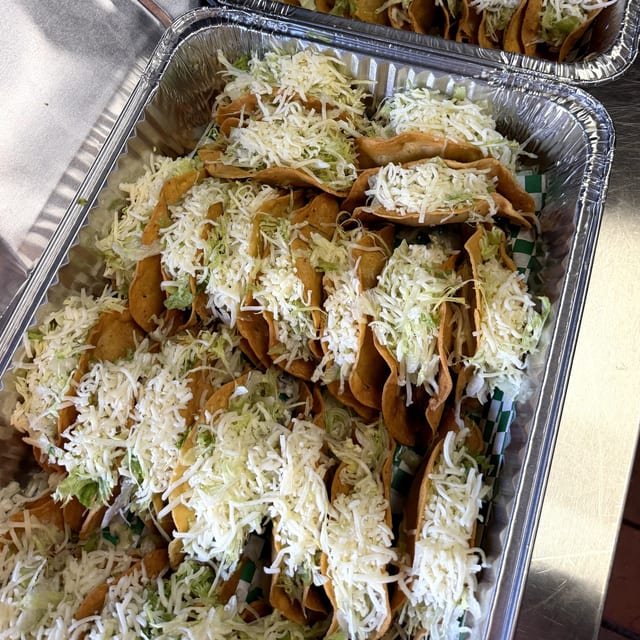Crispy Shredded Chicken Tacos.