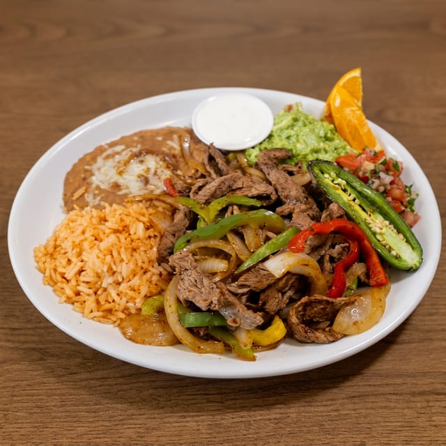 Fajitas (Chicken or Beef) Plate.