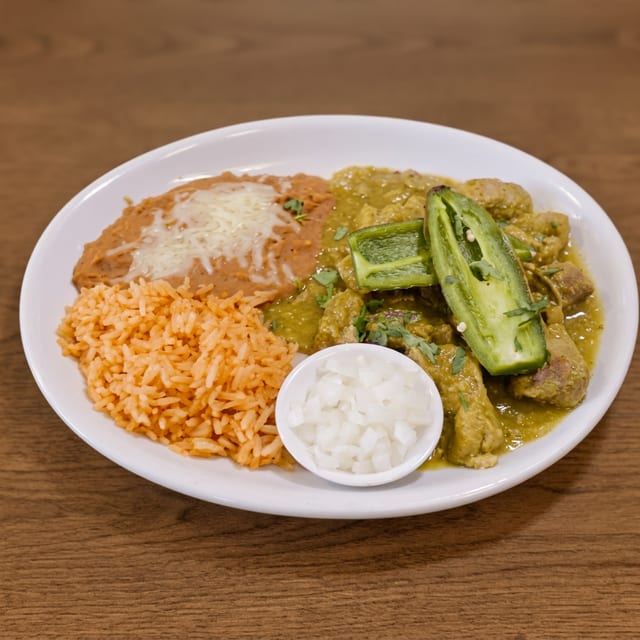 Pork in Chile Verde Plate.