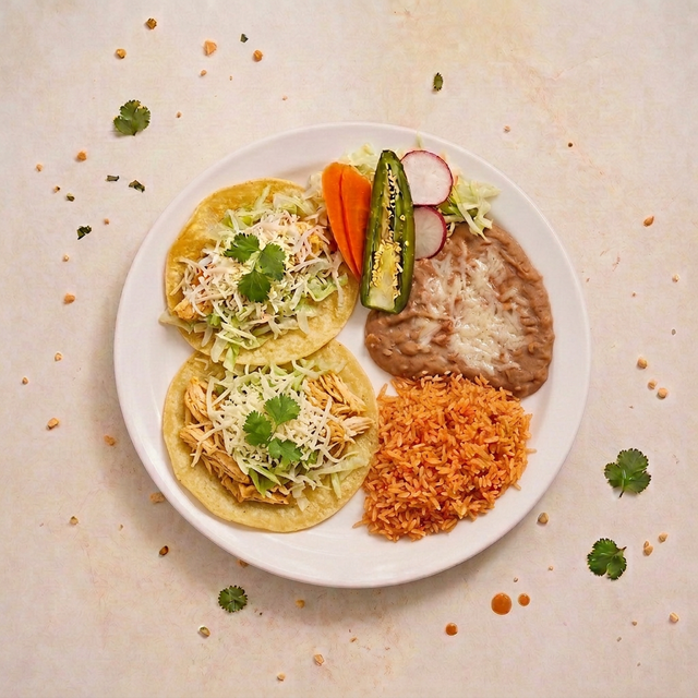 2 Soft Chicken Tacos Plate.