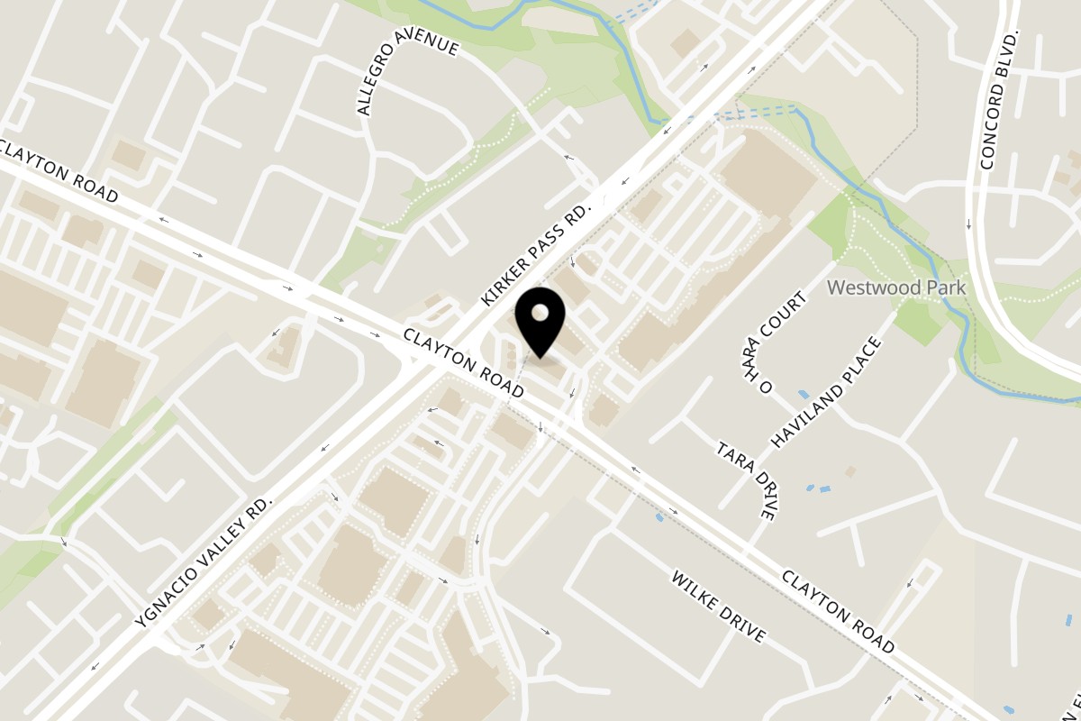 Map showing the location of La Chata Mexican Grill on 5415 Clayton Rd in Clayton